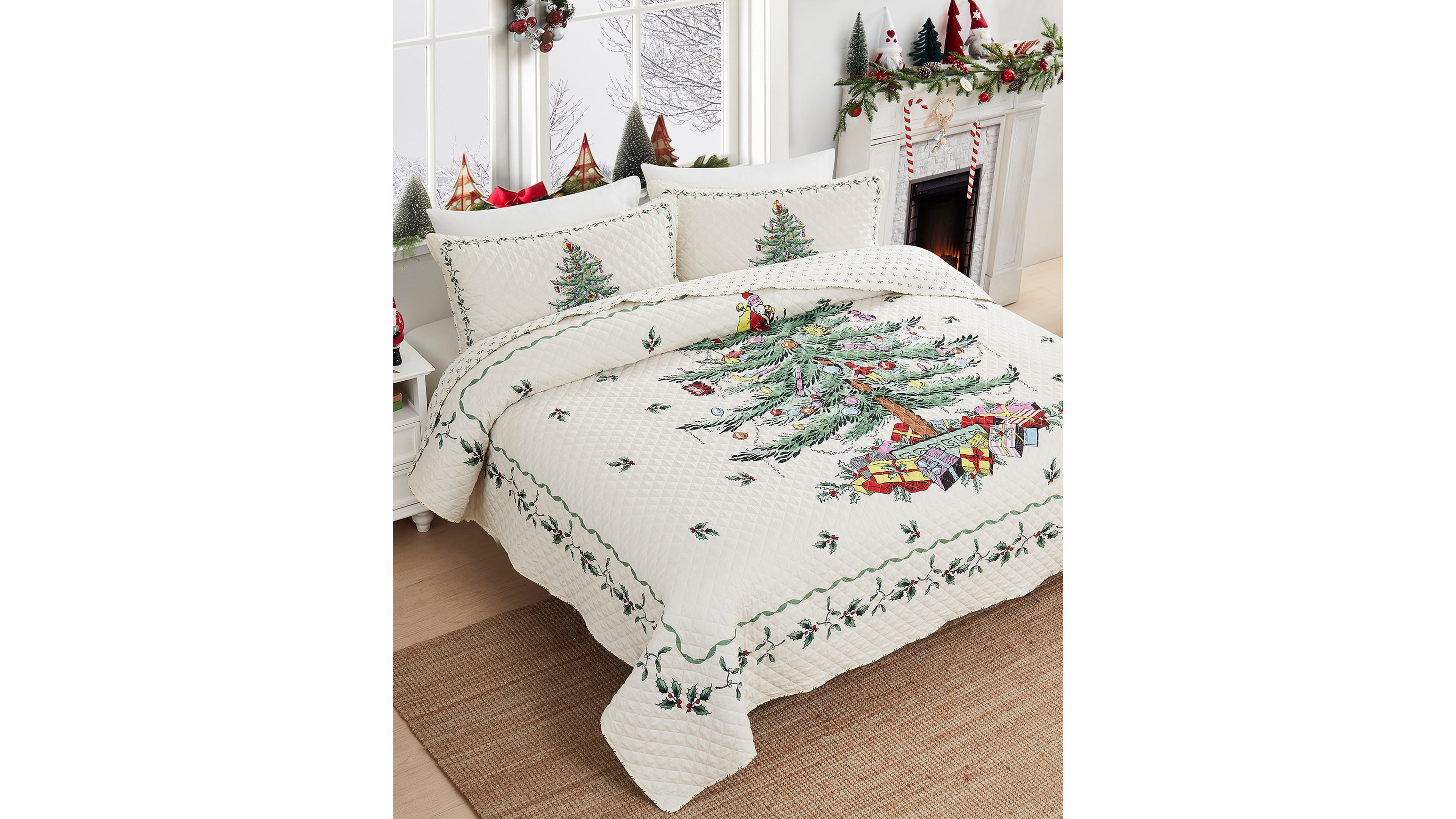 Spode Christmas Tree Reversible 3-Pc. Quilt Set, King