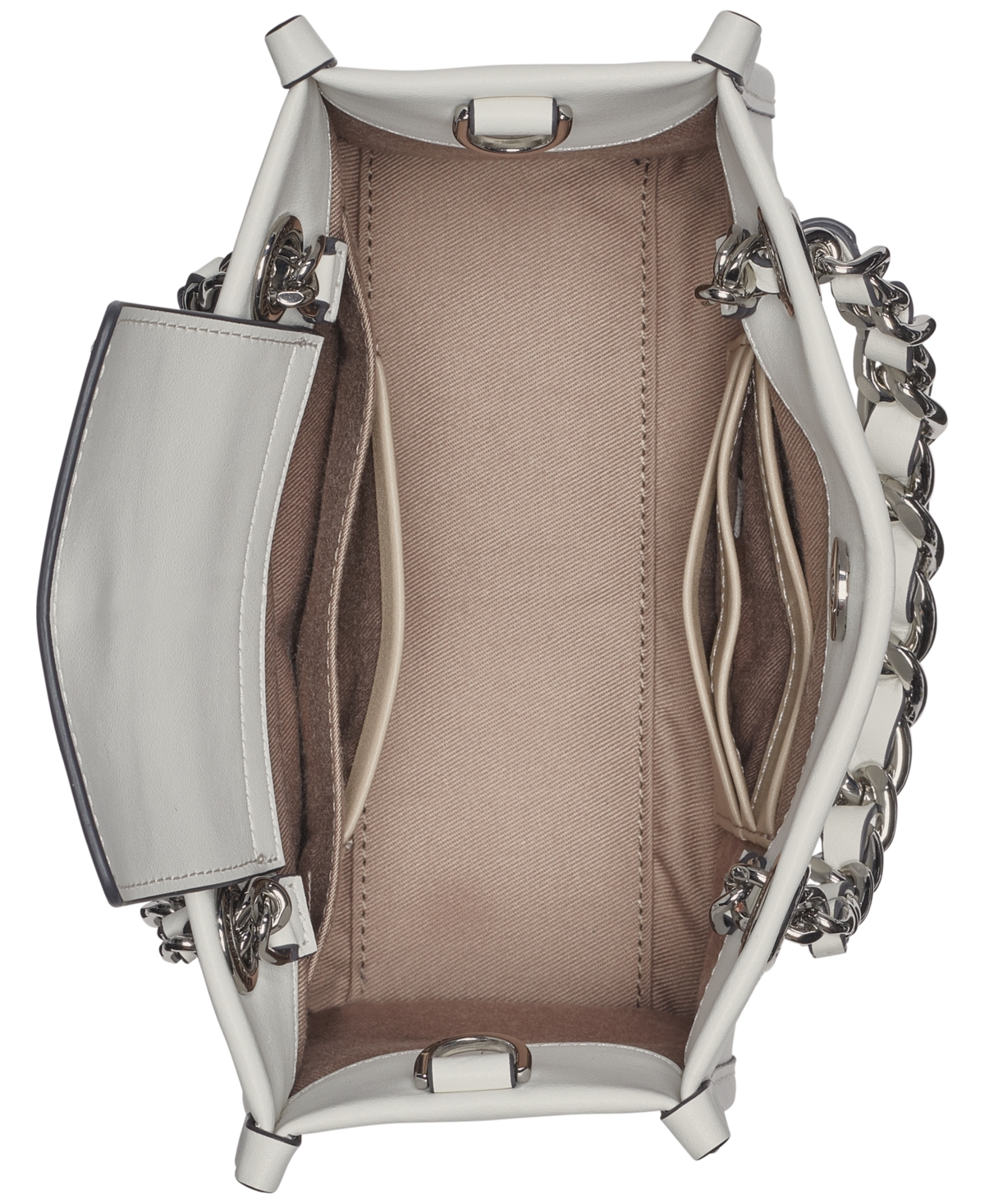Karl Lagerfeld Savoie Small Leather Crossbody In White,silver