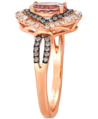 Peach Morganite (3/4 ct. t.w.) & Diamond (1/2 ct. t.w.) Halo Ring in 14k Rose Gold