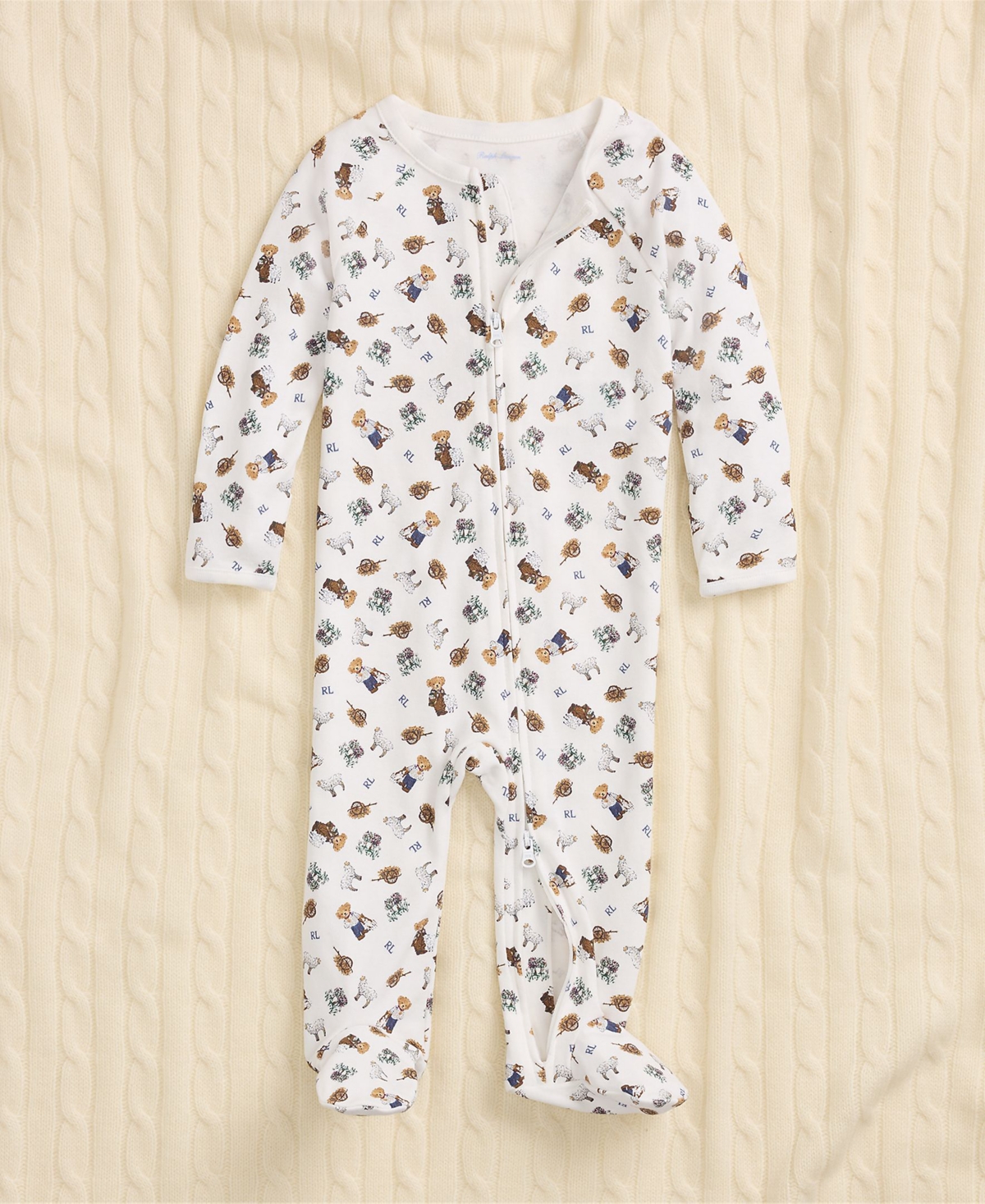 Polo Ralph Lauren Baby Boys Bear Cotton Footed Zip Coverall