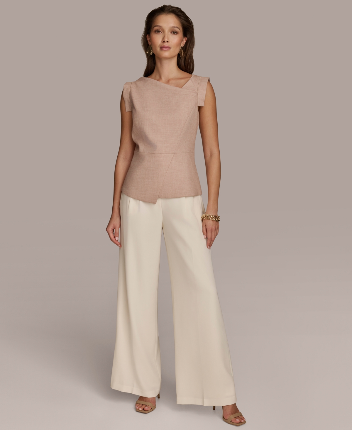 Donna Karan New York Women's Asymmetric-Neck Zip-Back Top