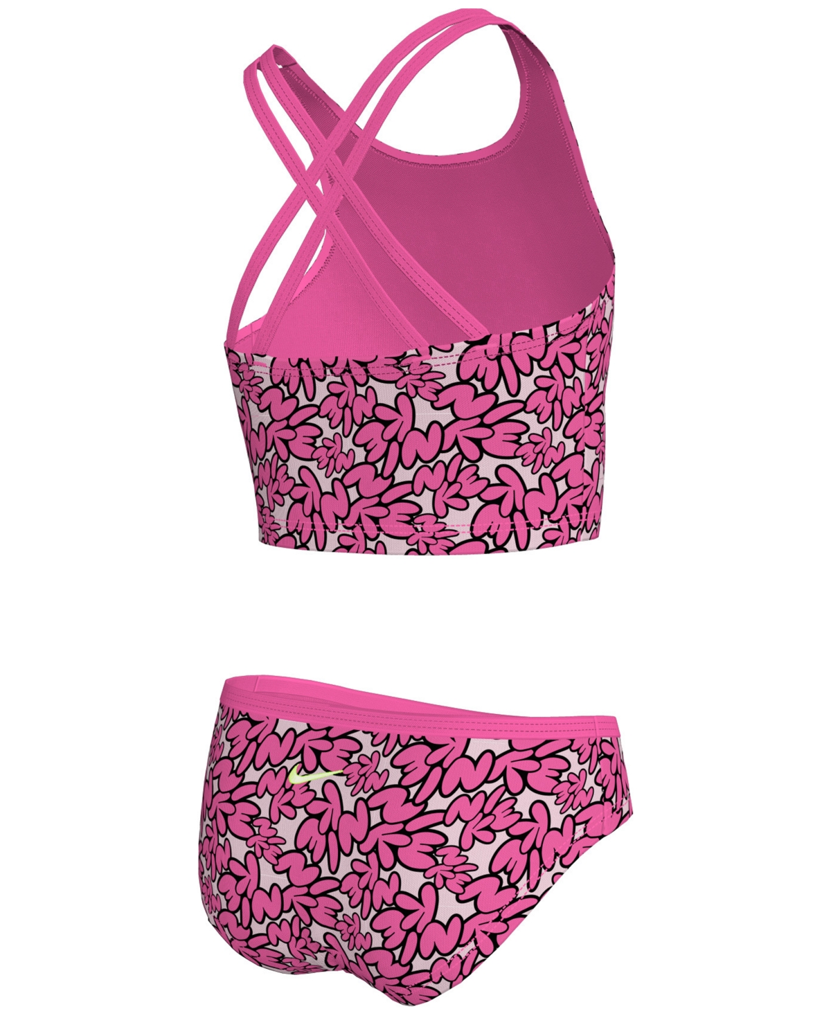 Nike Big Girls Spider-back Midkini Swimsuit, 2 Piece Set In Hyper Pink