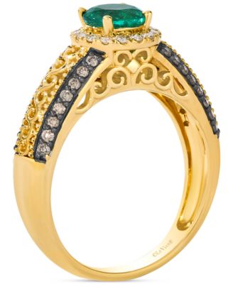 Costa Smeralda Emerald (1/2 ct. t.w.) & Diamond (1/3 ct. t.w.) Ornate Ring in 14k Yellow Gold