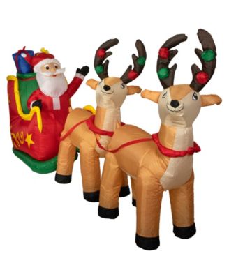 8' Inflatable Santa's Sleigh and Reindeer Outdoor Christmas Decoration