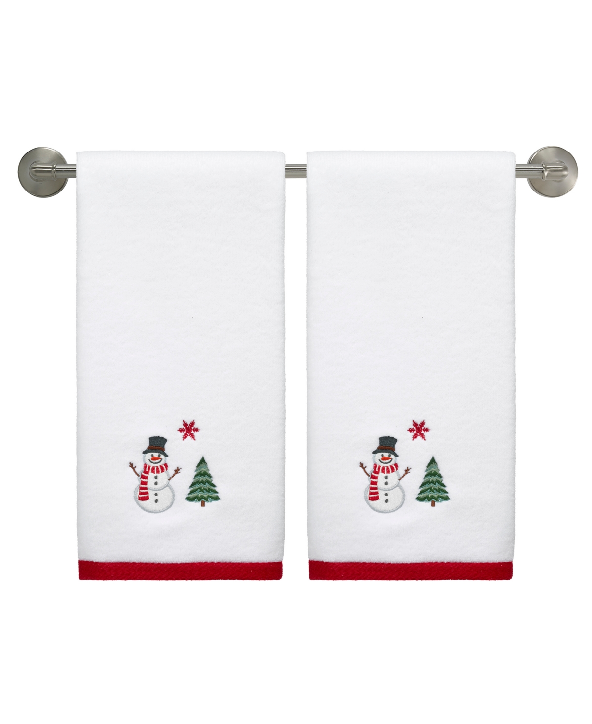 Avanti Winter Snowman Cotton Hand Towel, 28" X 16" In White