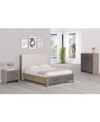 Macy's Portmore 3pc California King Set (panel Bed, Chest & 2-drawer Nightstand With Soft Close Drawers), C In Brown