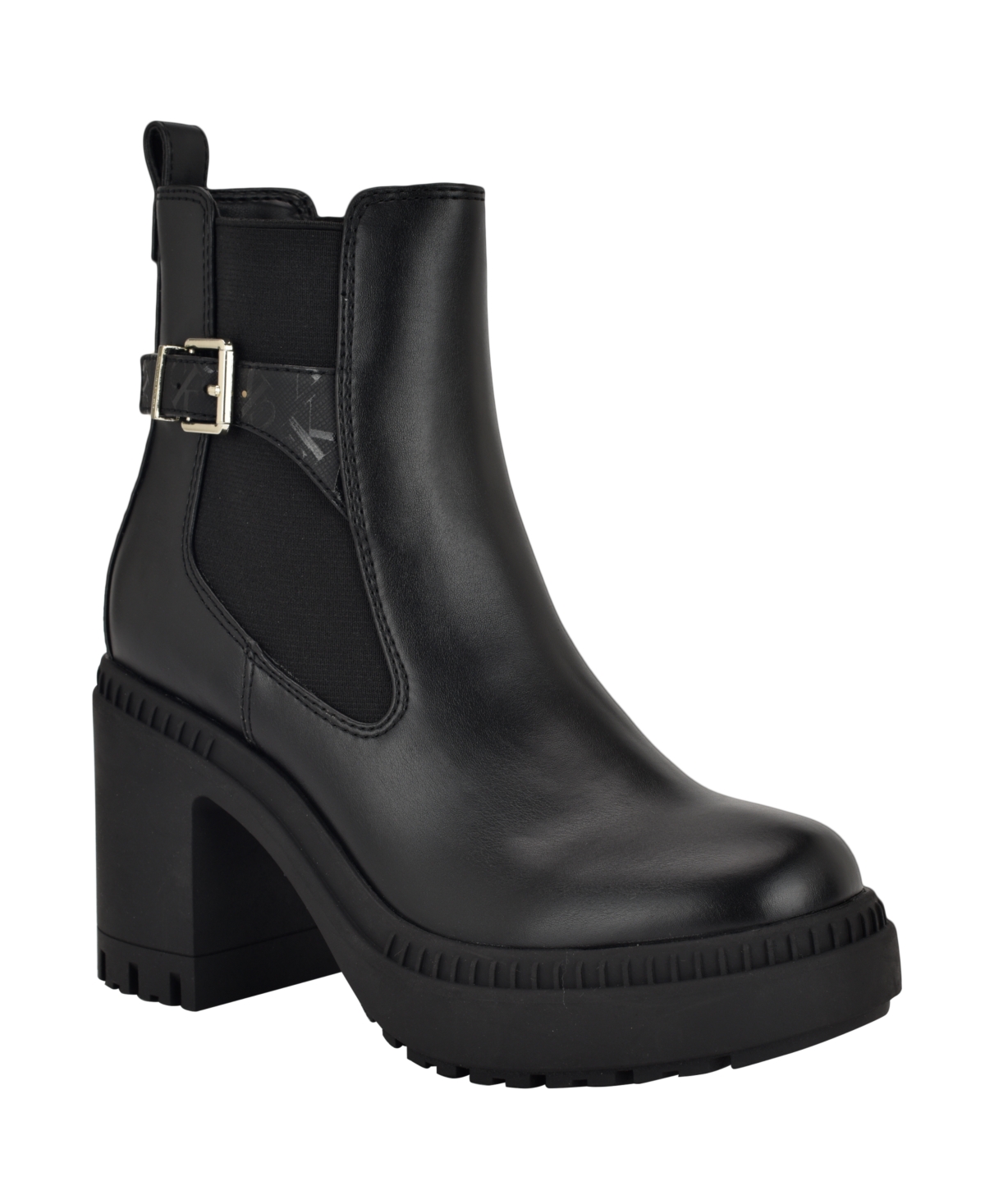 Calvin Klein Women's Fayth Block Heel Lug-sole Booties In Black