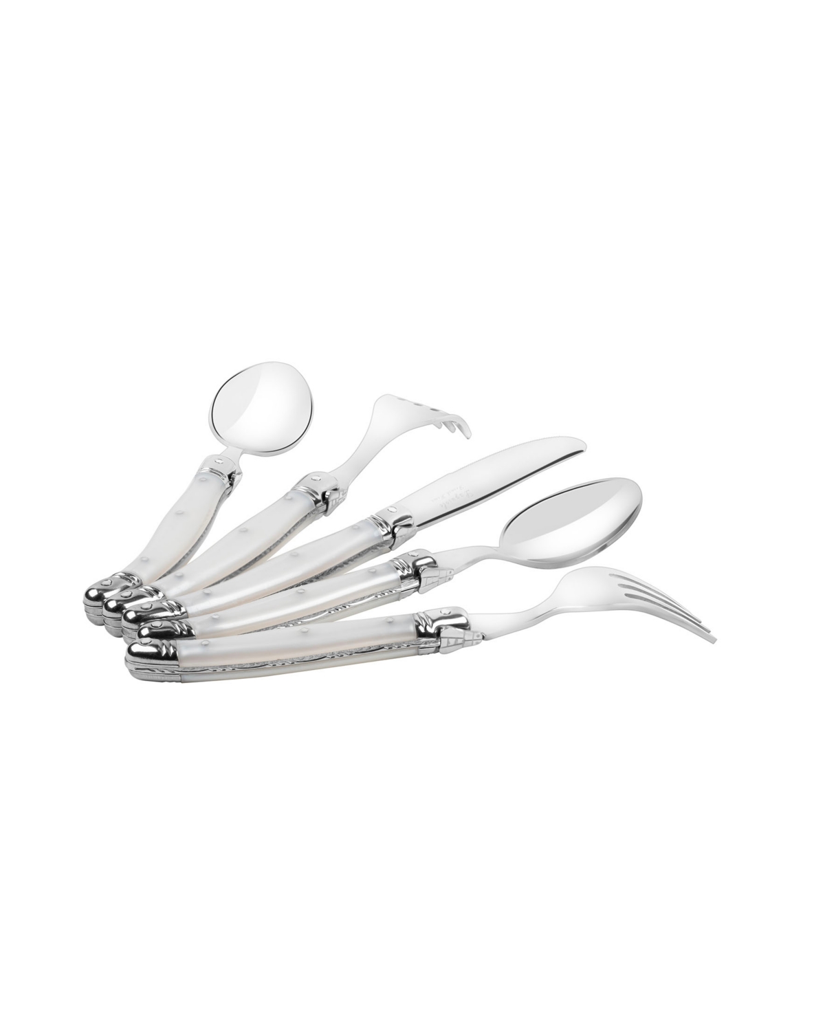 French Home Laguiole Connoisseur 20-piece Flatware Set With Gem Handles In Gem White