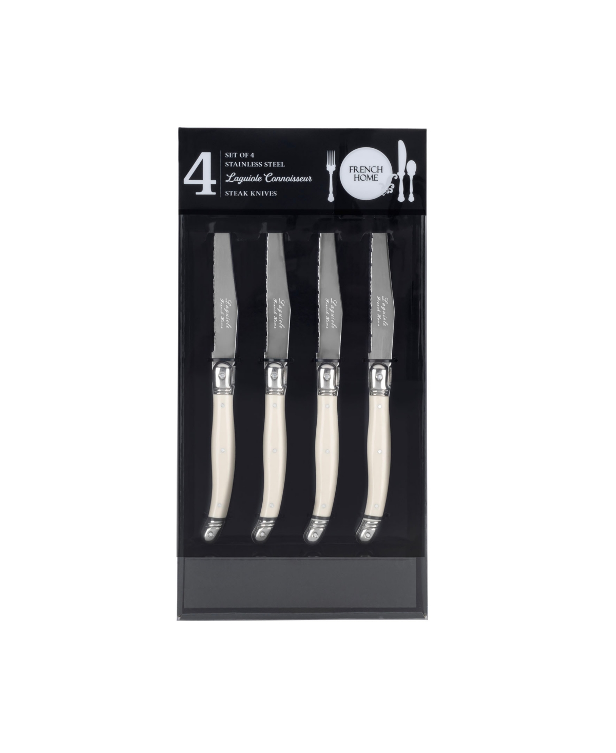 French Home Laguiole Connoisseur 4-piece Steak Knife Set With Handles In Ivory