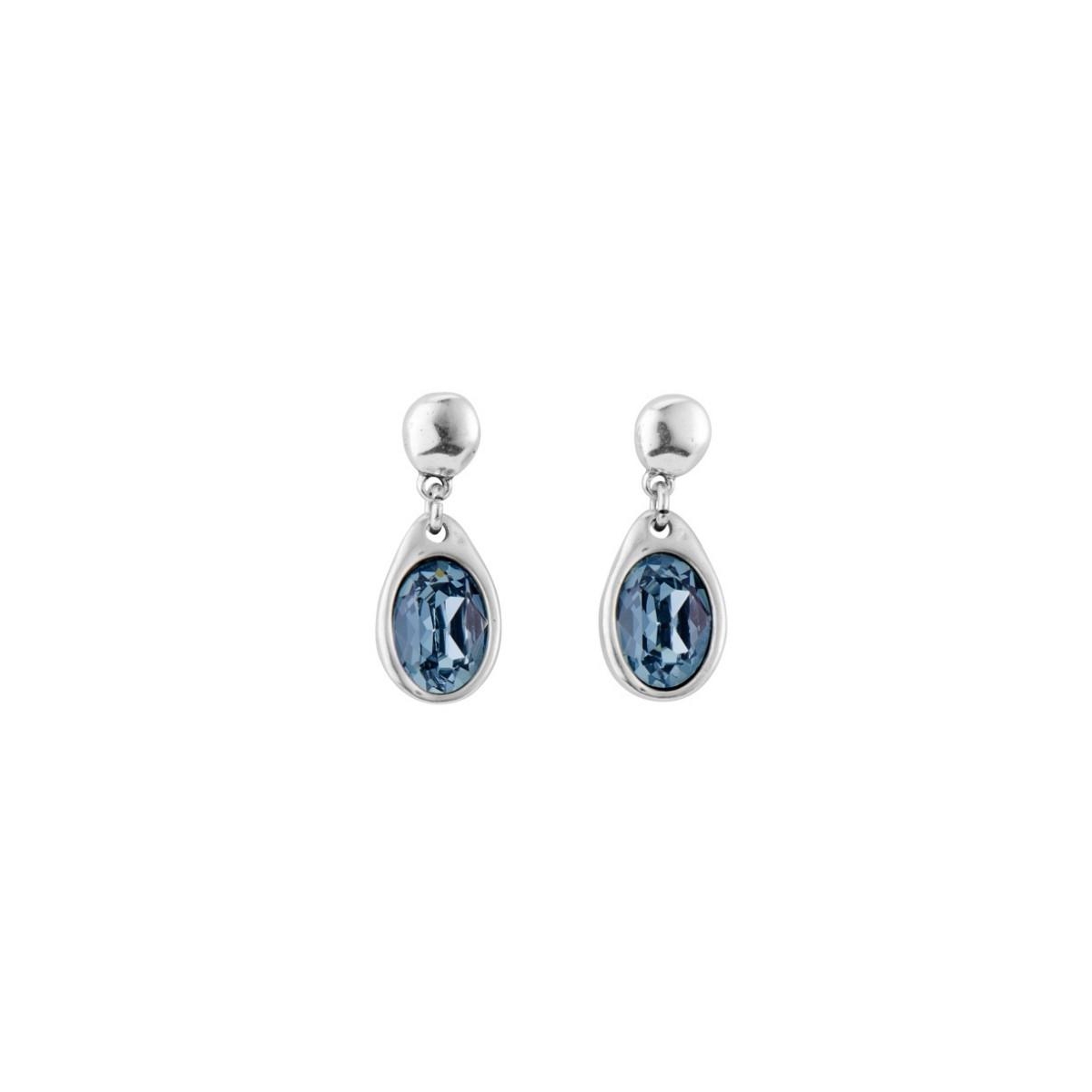 UNOde50 Sterling Silver Metal Clad Drop Shaped Earrings - Blue