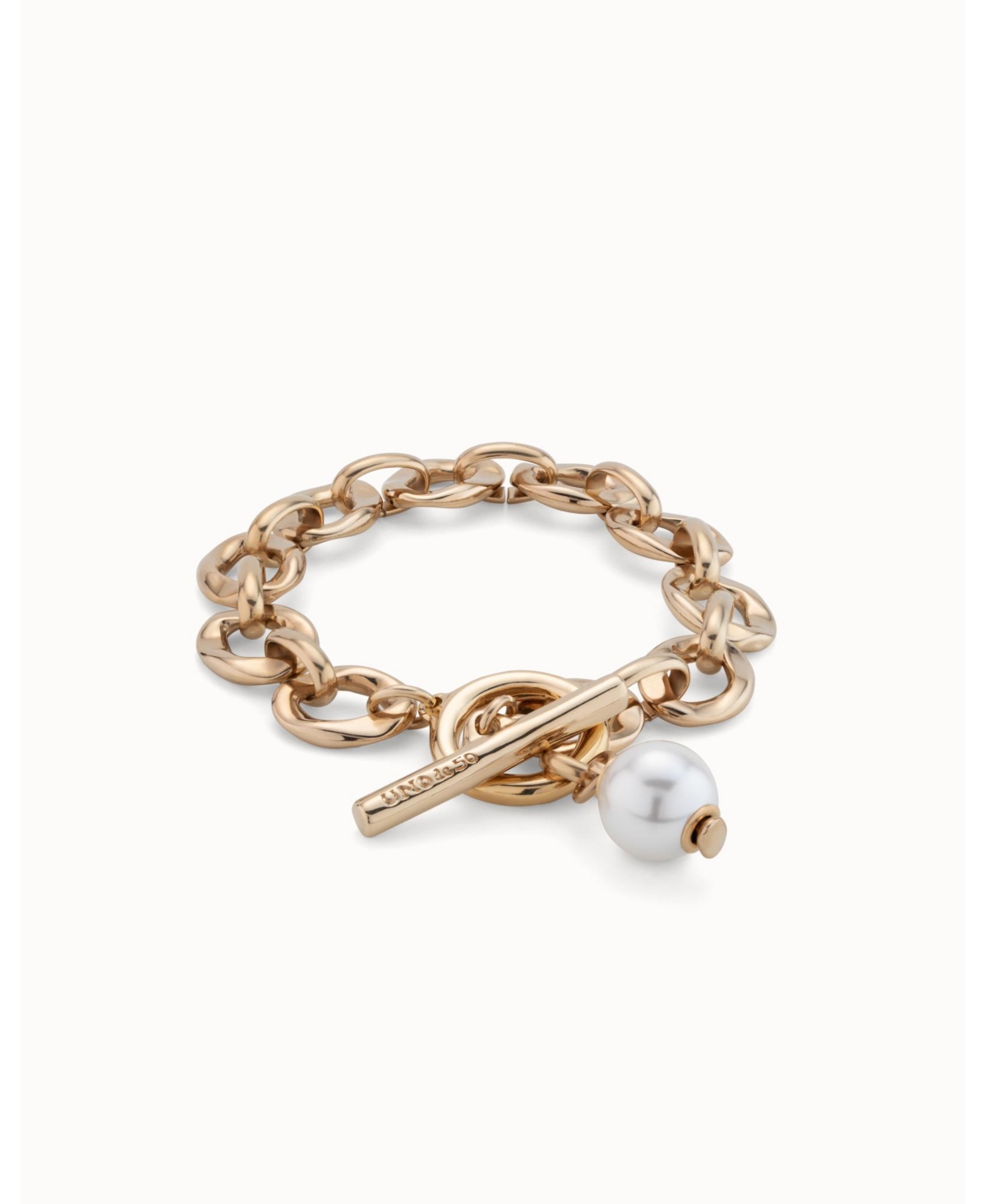 UNOde50 Links and Cultivated Pearl Charm Bracelet - Gold