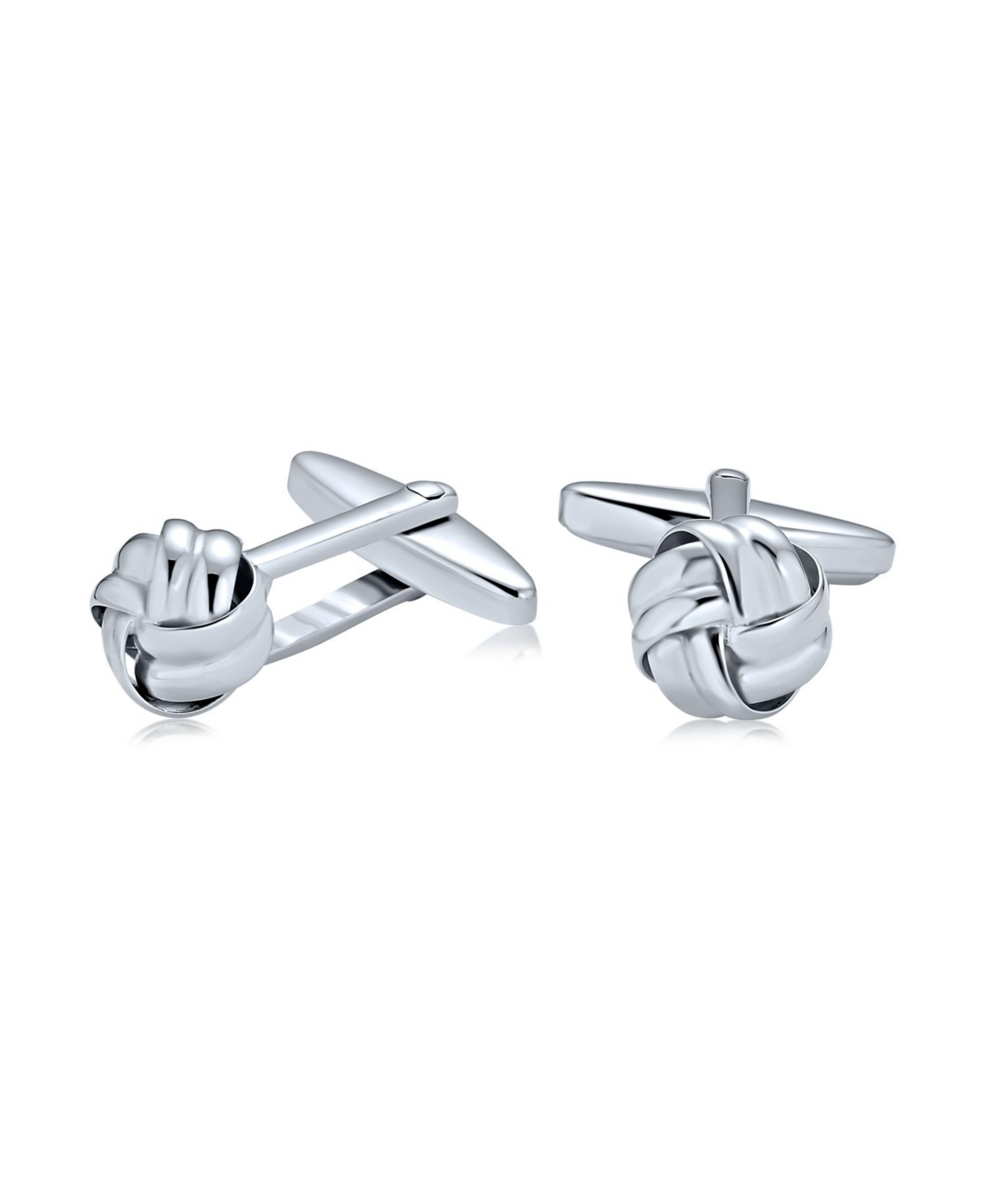 Twist Love Knot Woven Braided Cable Ball Shirt Cufflinks Executive Groom Gift .925 Sterling Silver Hinge Bullet Back - Silver