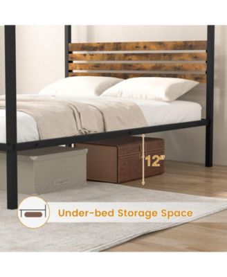 Full Canopy Bed Frame with Under Bed Storage