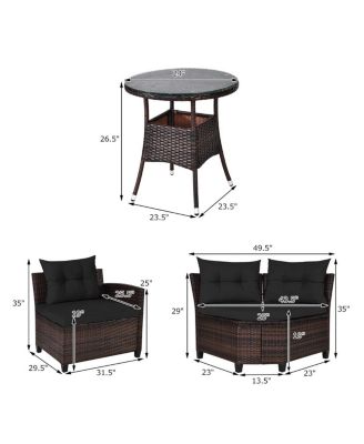 4 Pieces Outdoor Cushioned Rattan Furniture Set