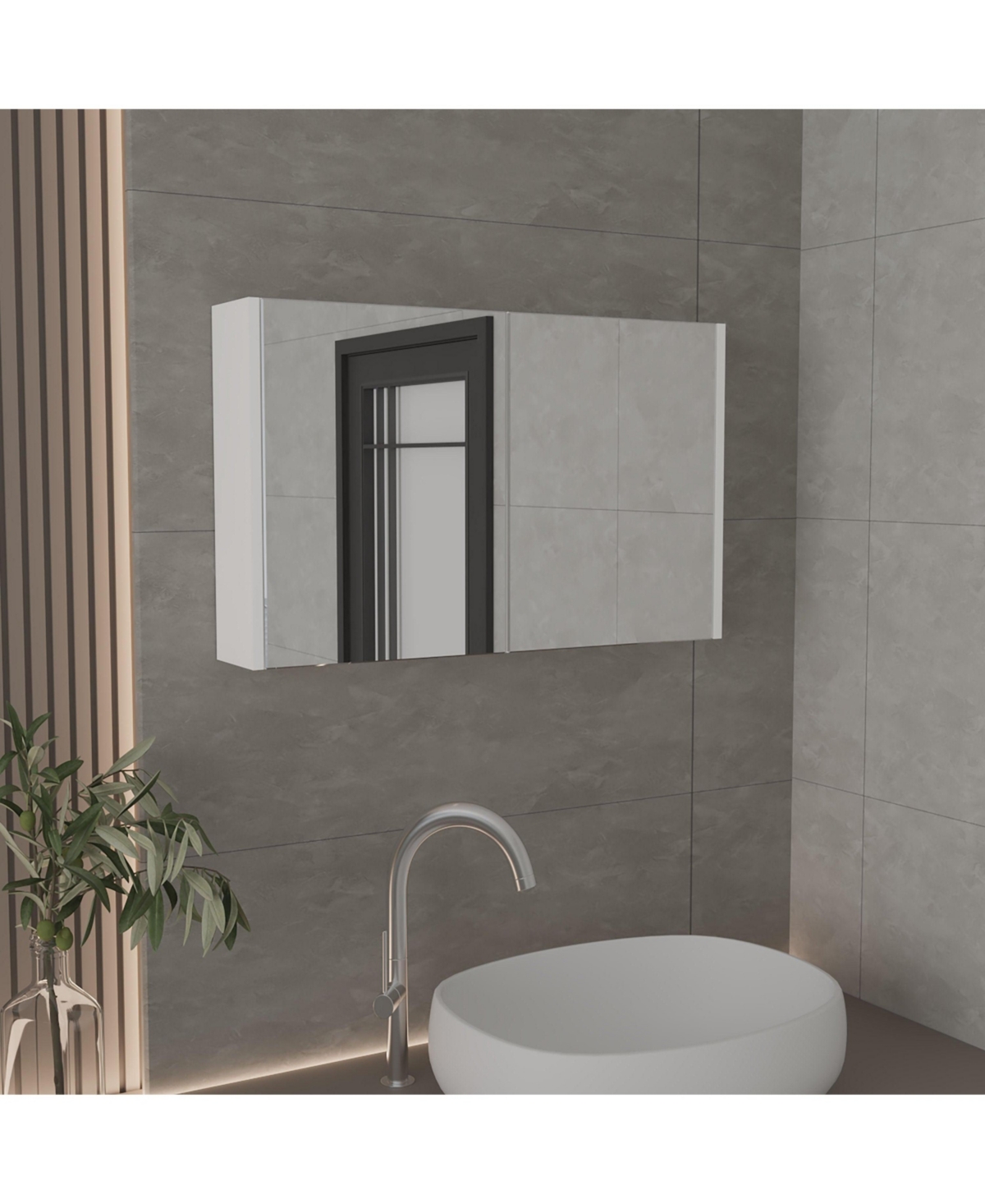 Depot E-Shop Cantwell Medicine Cabinet with 2 Doors, 3 Shelves, 2 Mirrors,- White