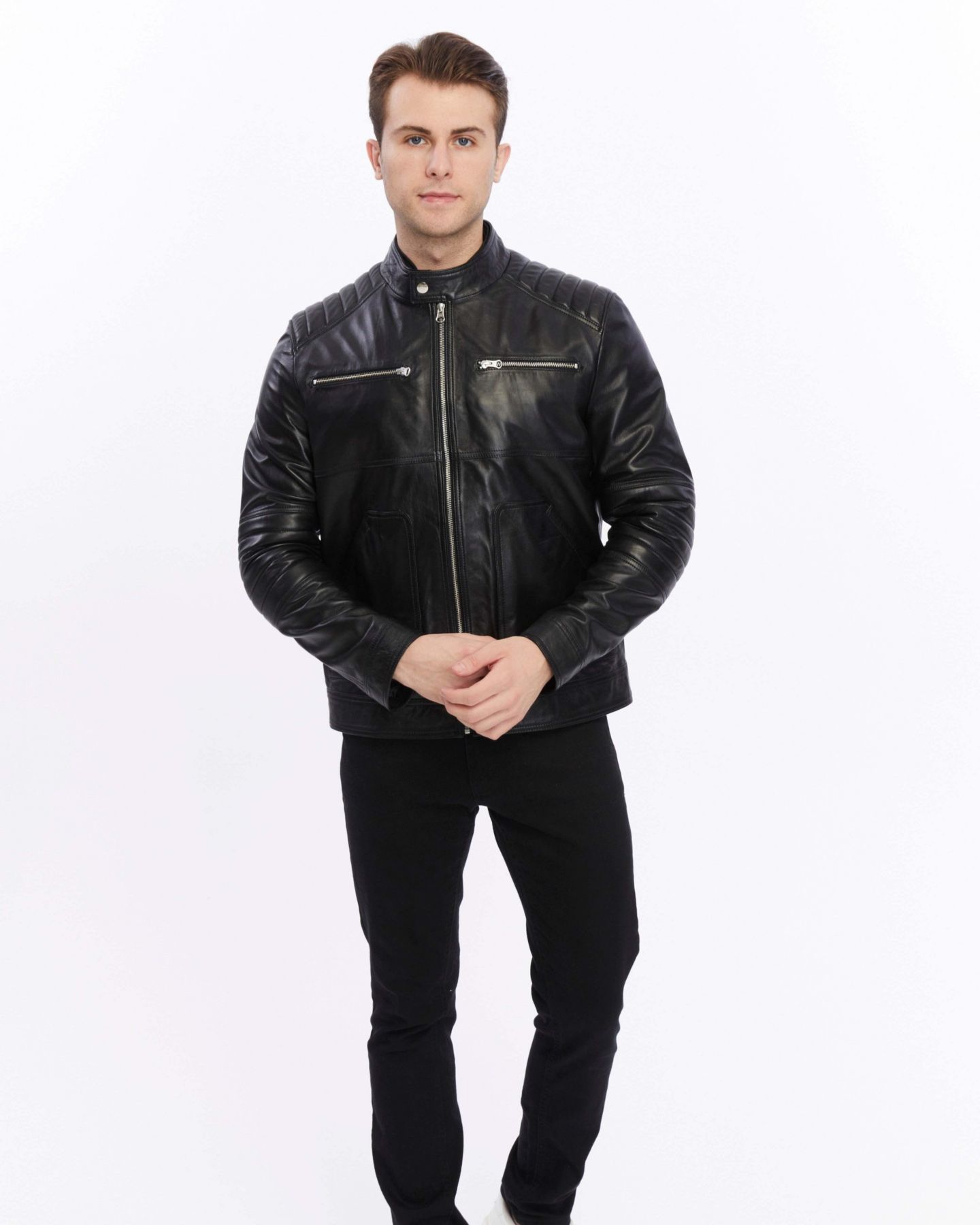 Мужская куртка Furniq UK Henry Leather, цвет: Чёрный — фото 2