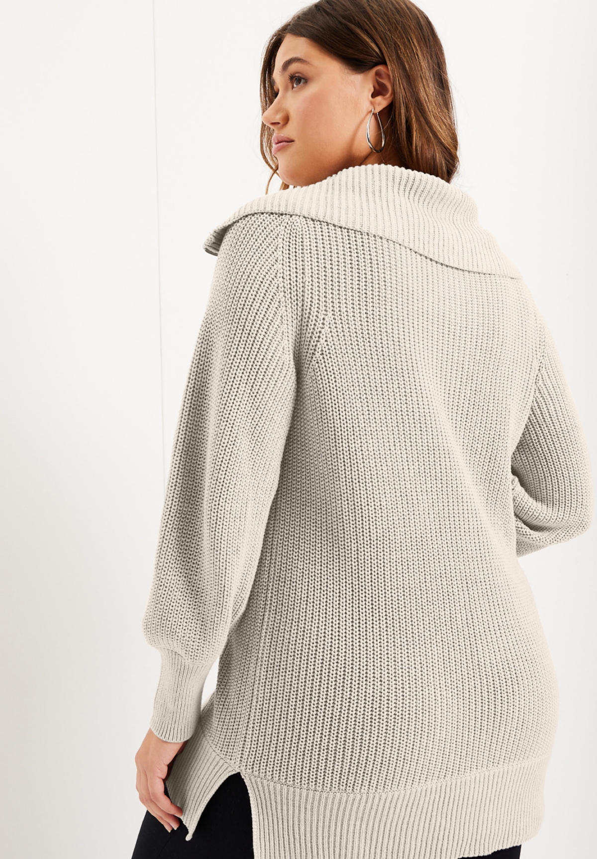 June + Vie Plus Size June + Vie Half-Zip Sweater