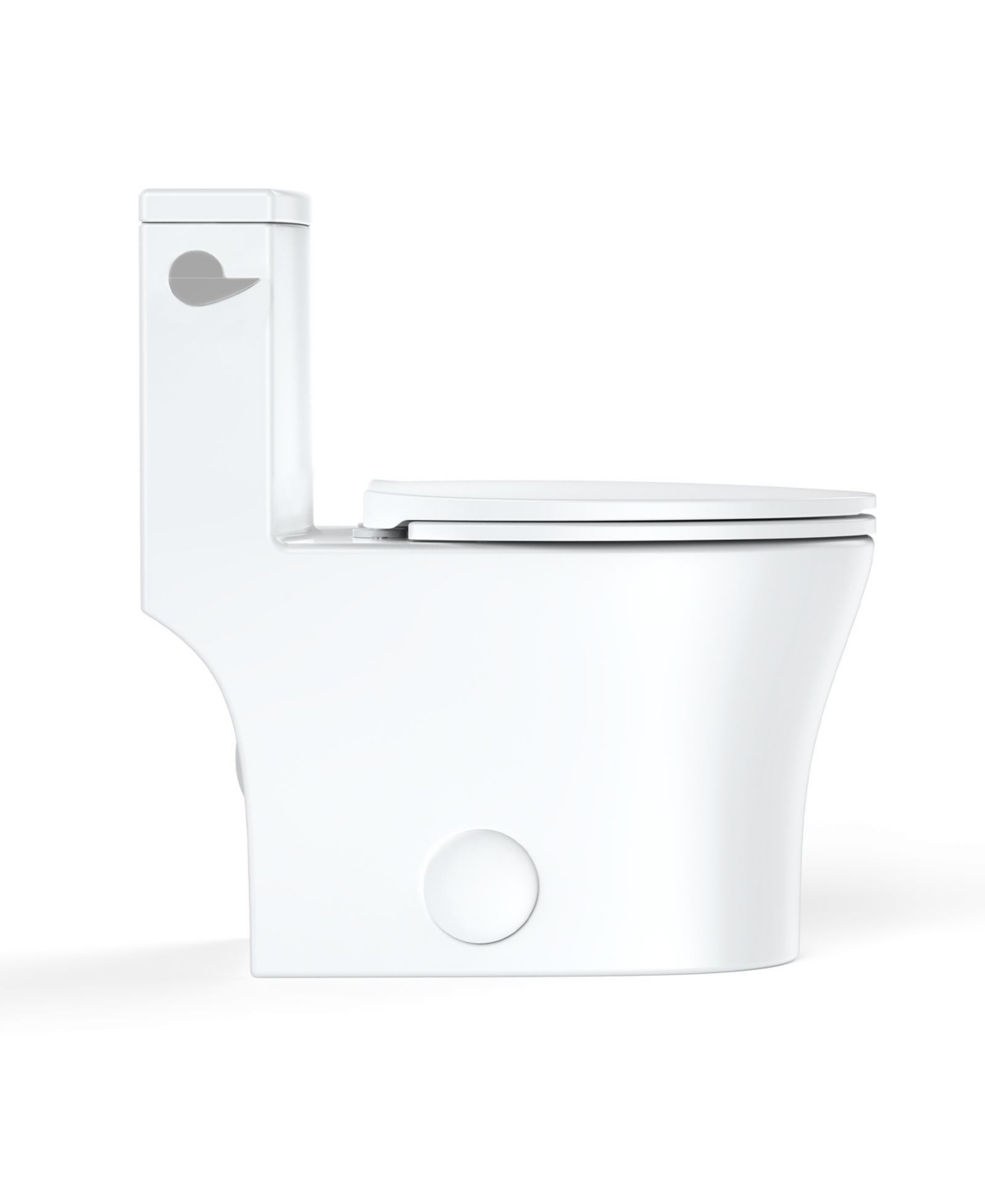 gaomon Elongated Toilet for Bathrooms, One-Piece Toilet with Soft Close Seat, Powerful & Quiet Left Side Trip Lever Flush 1.28 Gpf, Ceramic Crisp Whit