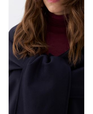 Women's Draped Coat with Front Tie Detail