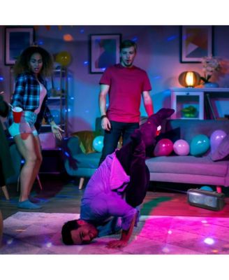 Wireless Bluetooth BoomBox Stereo Speaker System with Full Panel LED Lights, FM Radio, and Microphone Input