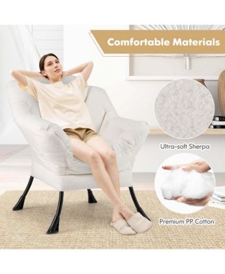 Large Cozy Head Pillow Stylish Tufted Back & Seat Armrests Lazy Chair