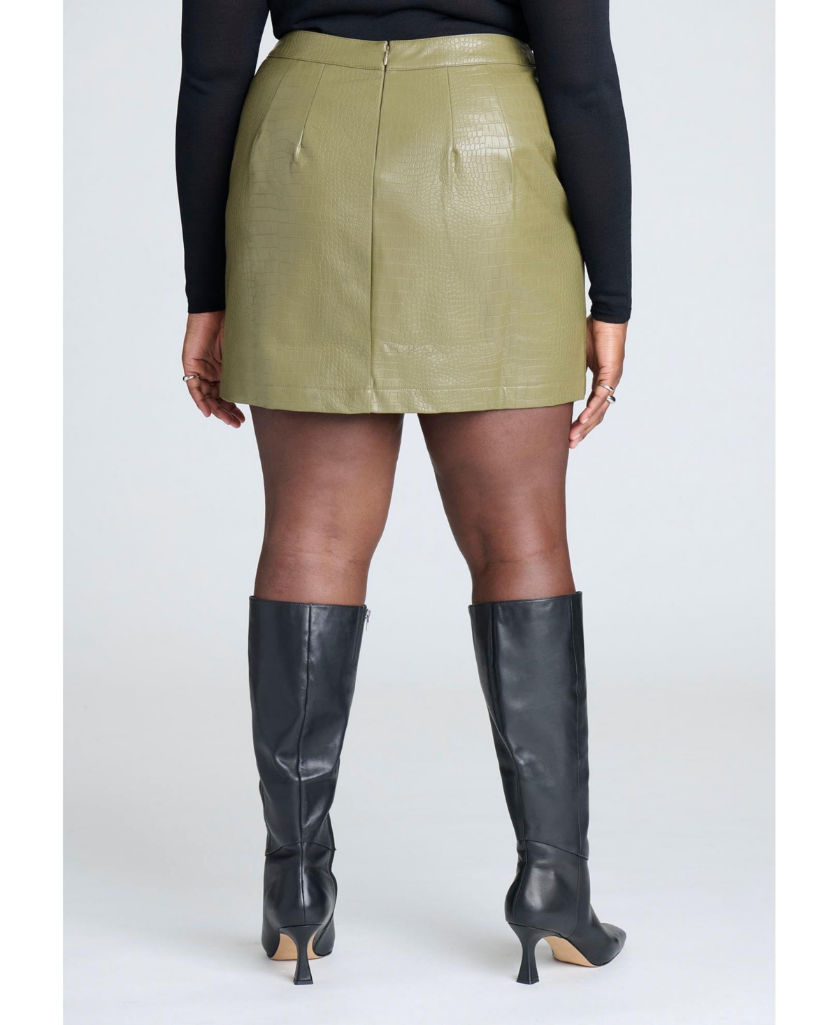 Eloquii Plus Size Croc Faux Leather Mini Skirt