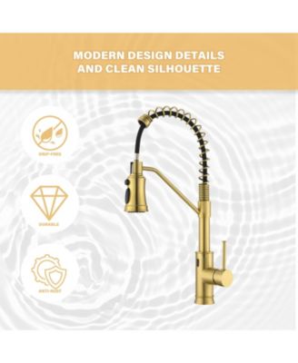 Pull out Touchless Single Handle Kitchen Faucet with MotionSense In Brushed Gold
