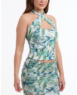 Women's Printed Coated Knit Halter Top