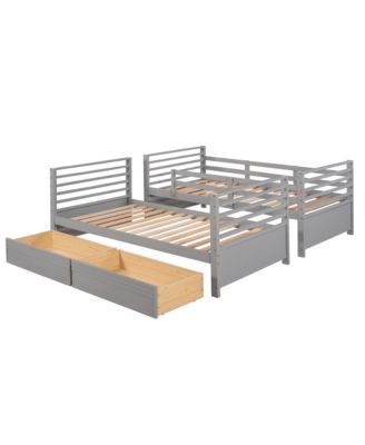 Streamdale Twin Over Twin Wood Bunk Bed With Two Drawers