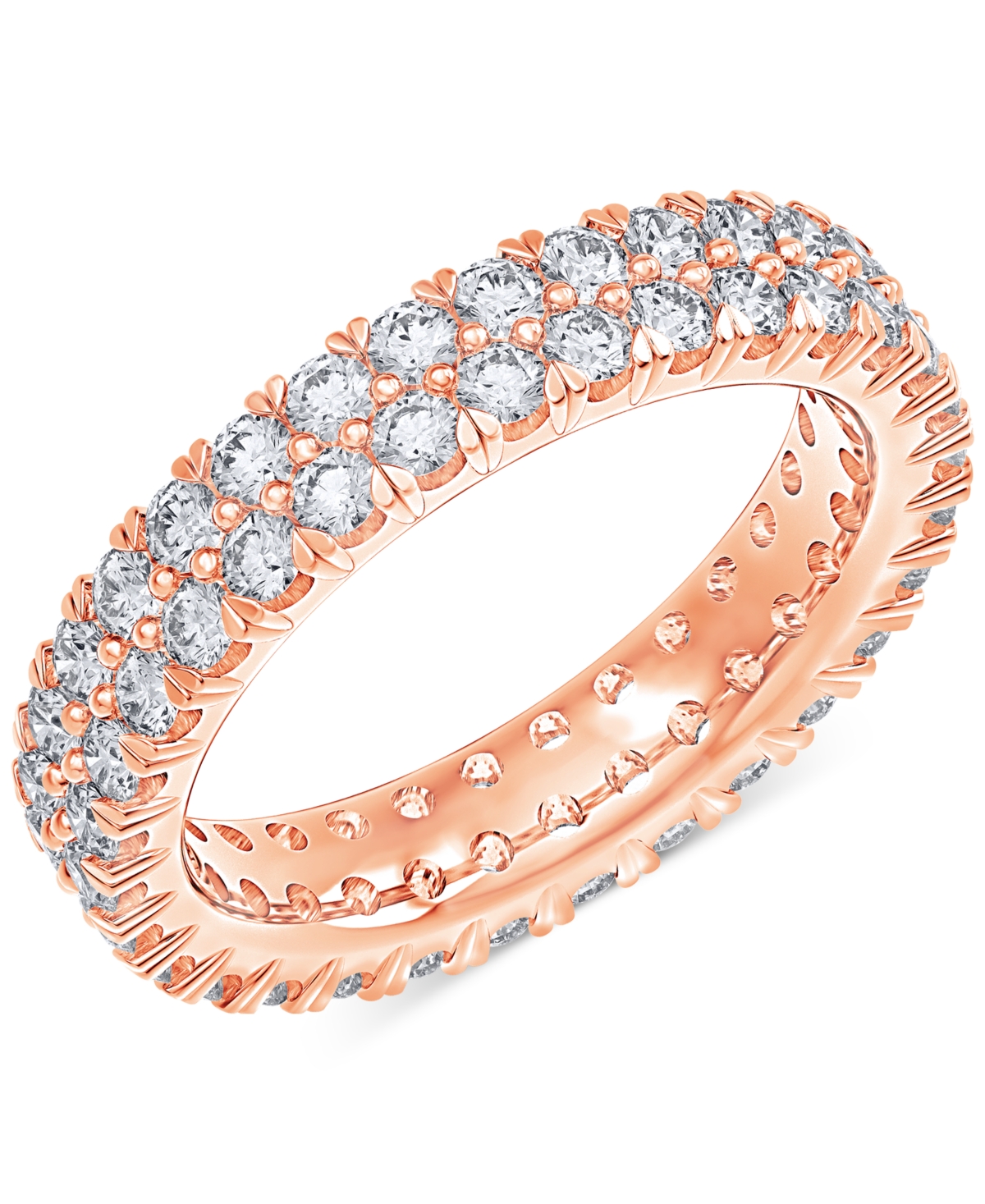 Macy's Diamond Double Row Eternity Ring (2 Ct. T.w.) In Platinum, 14k White Gold, 14k Gold, Or 14k Rose Gol In Rose Gold