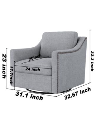 Streamdale Swivel Armchair in Cotton Linen with Brass Accents