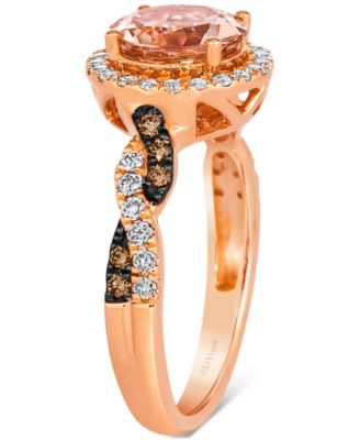 Morganite (1-3/8 ct. t.w.) & Diamond (3/8 ct. t.w.) Halo Ring in 14k Rose Gold