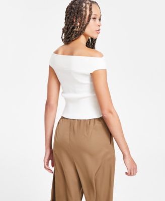 Women's Off-The-Shoulder Cutout Sweater Tank