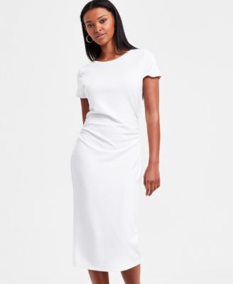 Women's Ruched Short-Sleeve Midi Dress, Exclusively at Macy's