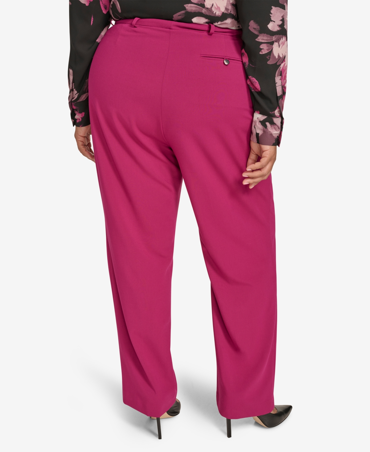 Shop Calvin Klein Plus Size Mid-rise Straight-leg Pants In Mulberry