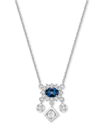 Gemstone (1 ct. t.w.) & White Topaz (5/8 ct. t.w.) Pendant Necklace in Sterling Silver or 10k Gold-Plated Sterling Silver, 18"