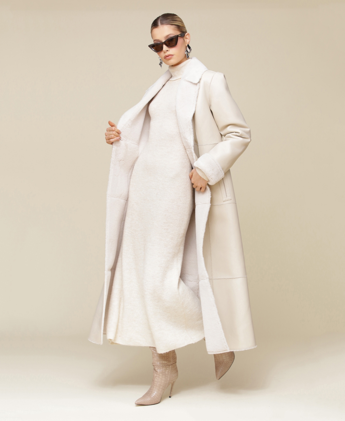 Avec Les Filles Women's Reversible Faux-Leather Coat
