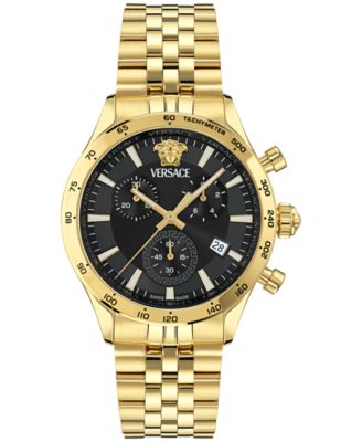 Versace - Unisex Swiss Chronograph Hellenyium Gold Ion Plated Bracelet Watch 40mm