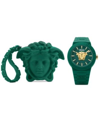 Versace Men's Swiss V-Pop Green Silicone Strap Watch 43mm - Macy's