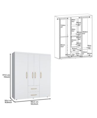 Valier Metal Accent Multi-Storage Deluxe Wardrobe Armoire