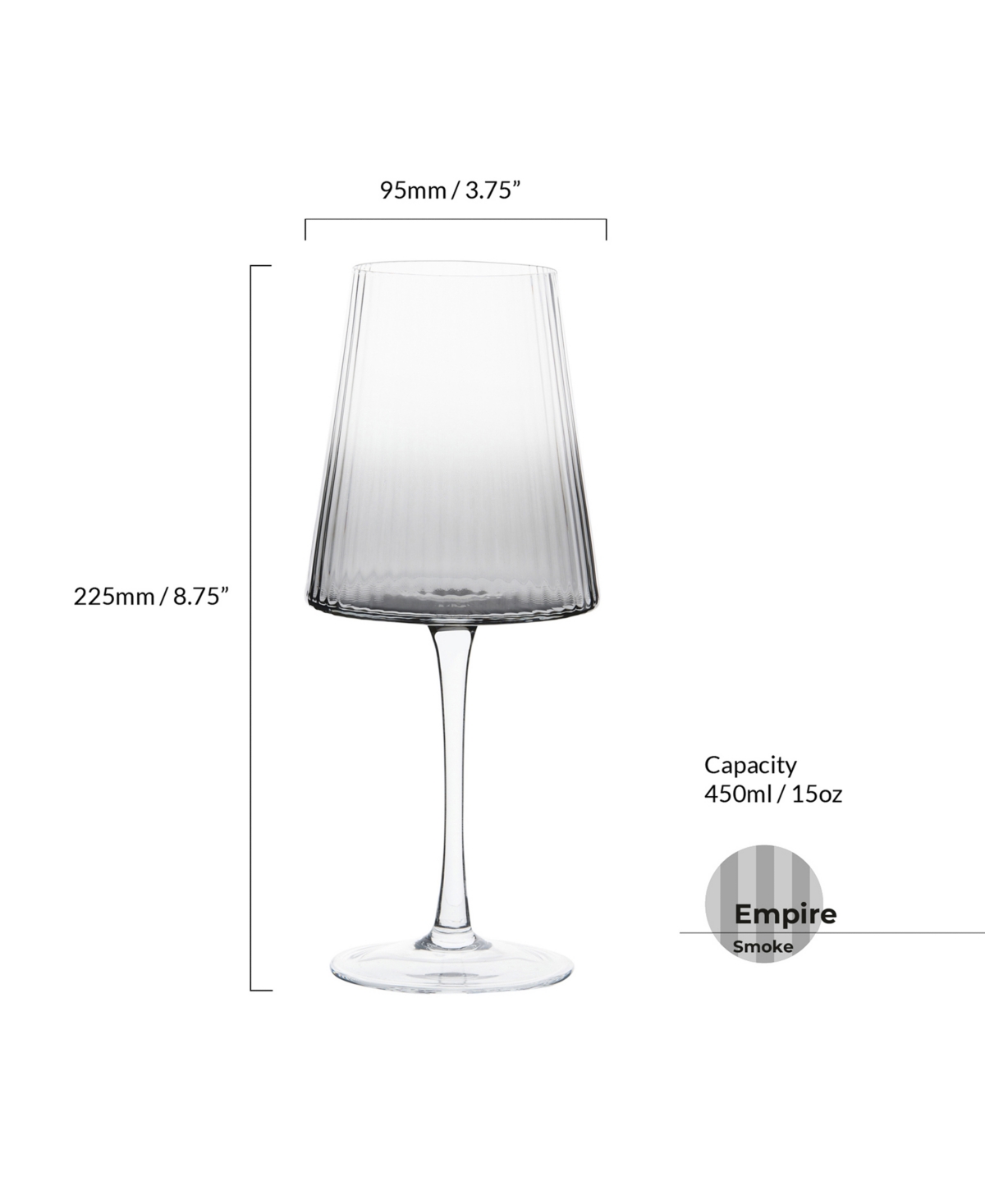 Anton Studio Designs Empire Wine Glasses Smoke, Set Of 2 In Smoke