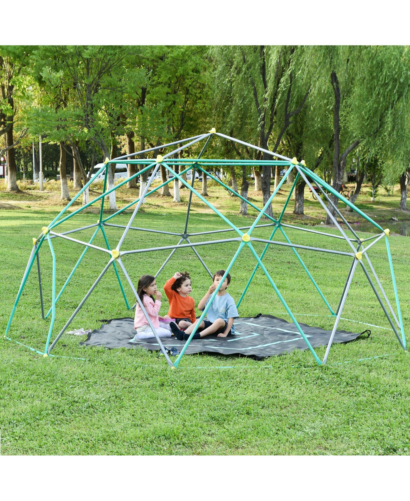 Детская игрушка Streamdale Furniture Geometric Rust-Resistant Climbing Dome, 13'W x 6.7'H, 1,000-lb Capacity, Ages 3+, цвет: Зелёный — фото 3