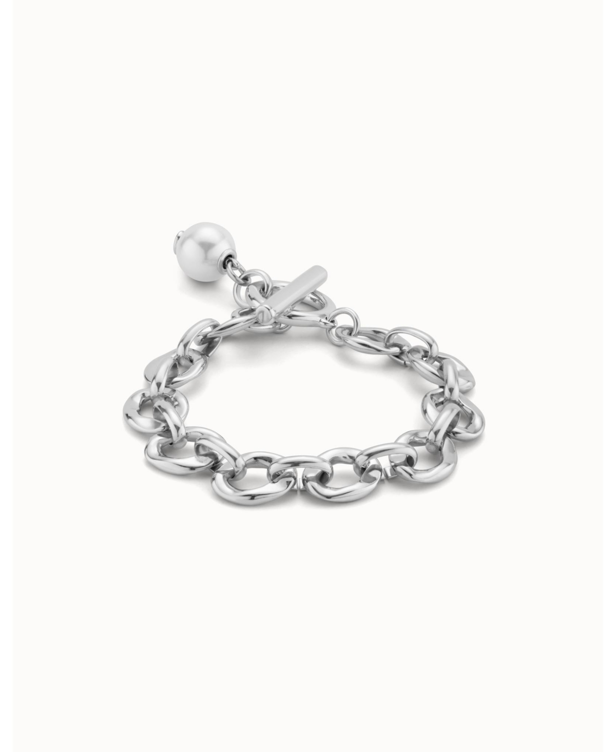 Unode50 Links And Cultivated Pearl Charm Bracelet In Silver