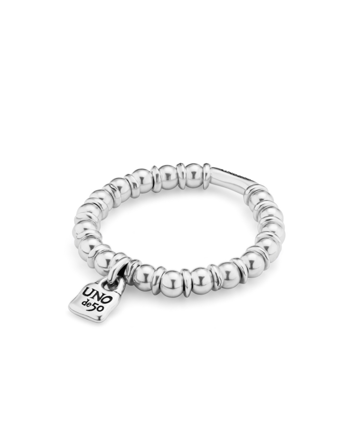 Unode50 Sterling Silver Metal Alloy Elastic Bracelet In Silver