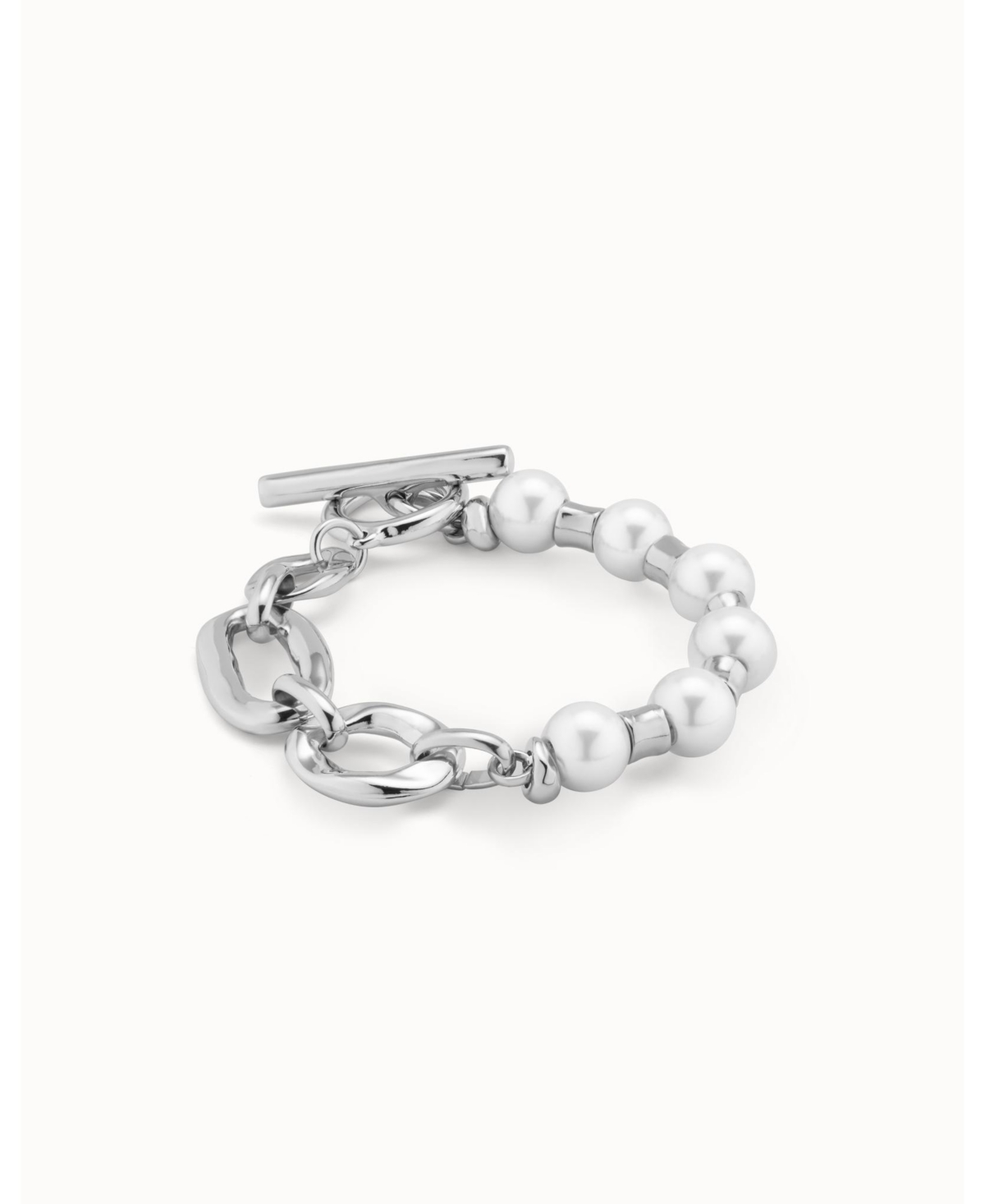 Unode50 Sterling Silver-plated Bracelet With A Combination Of Links And Pearls In Silver