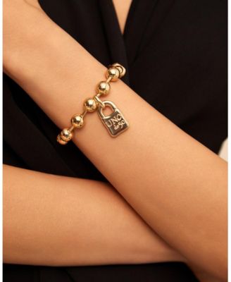 Sterling Silver and 18k Gold Padlock Charm Bracelet