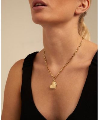 18k Gold-Plated Metal Alloy and Medium Sized Heart Necklace