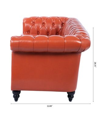 84.65" Rolled Arm Chesterfield 3 Seater Sofa
