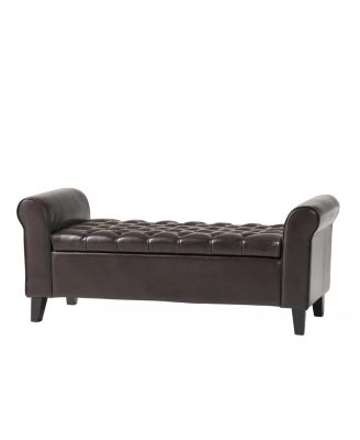 Streamdale Contemporary Diamond Tufted Storage Ottoman with Rolled Arms