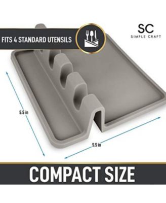 Silicone Utensil Rest with Drip Pad for Multiple Utensils - Kitchen Utensil Holder for Ladles & Tongs